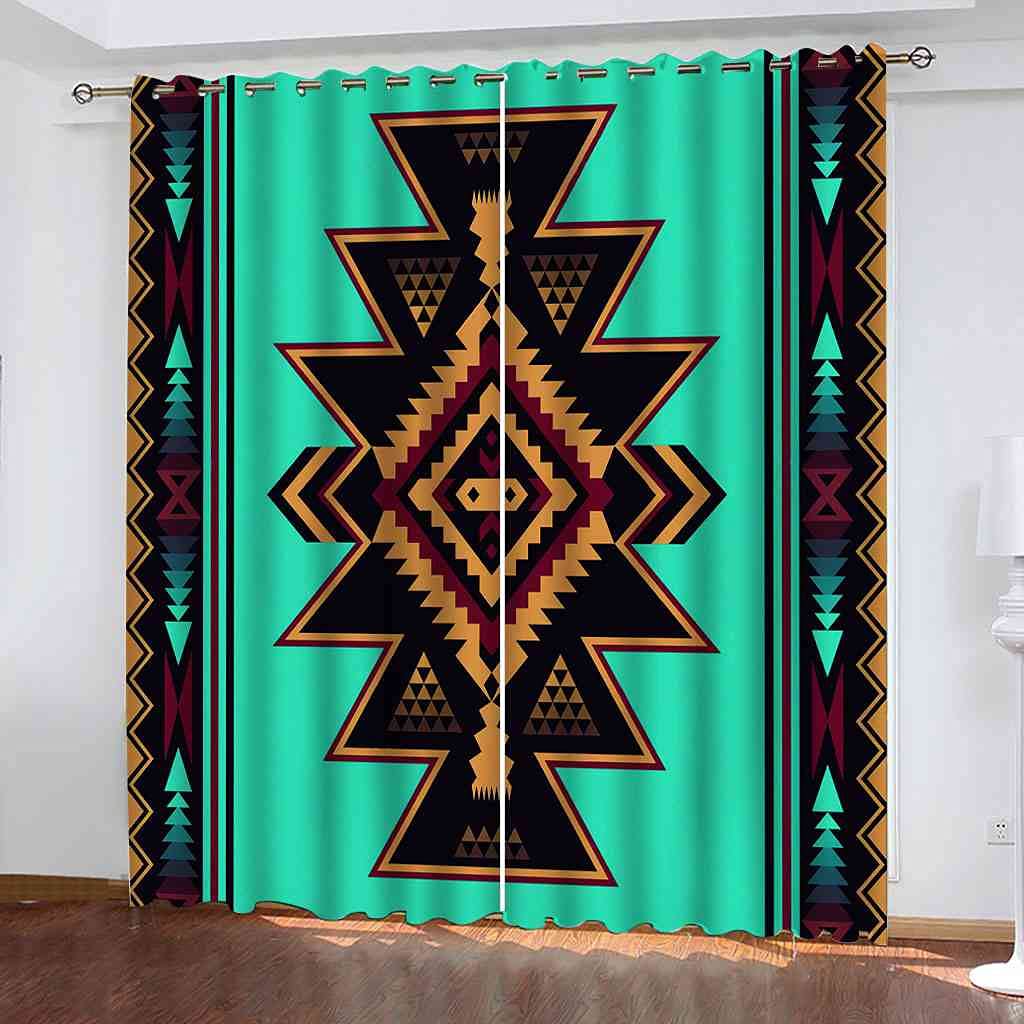 Rideau occultant géométrique 264x160cm isolant thermique pour salon et chambre d'enfant