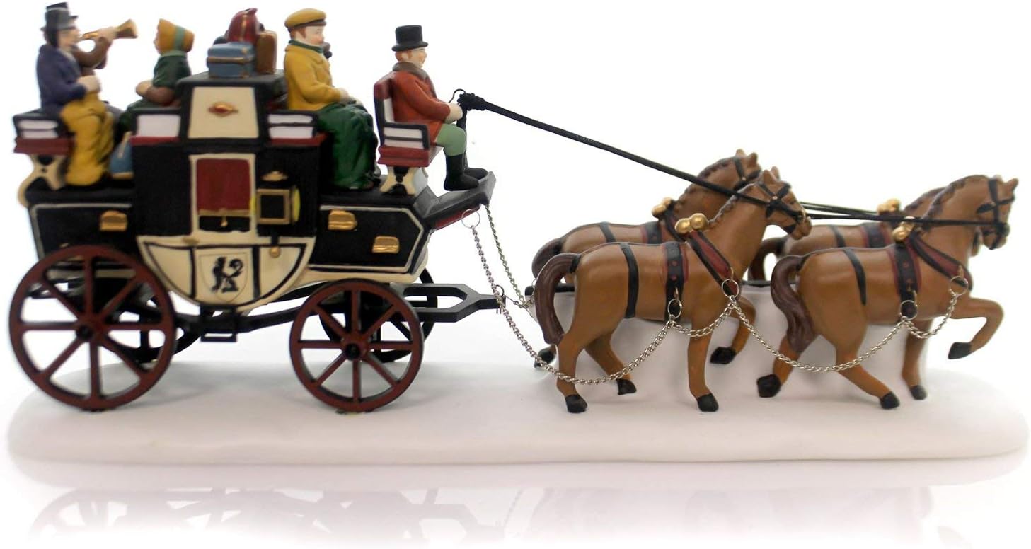 Department 56 Accessory HOLIDAY COACH Porcelain Dickens Village Horses 55611