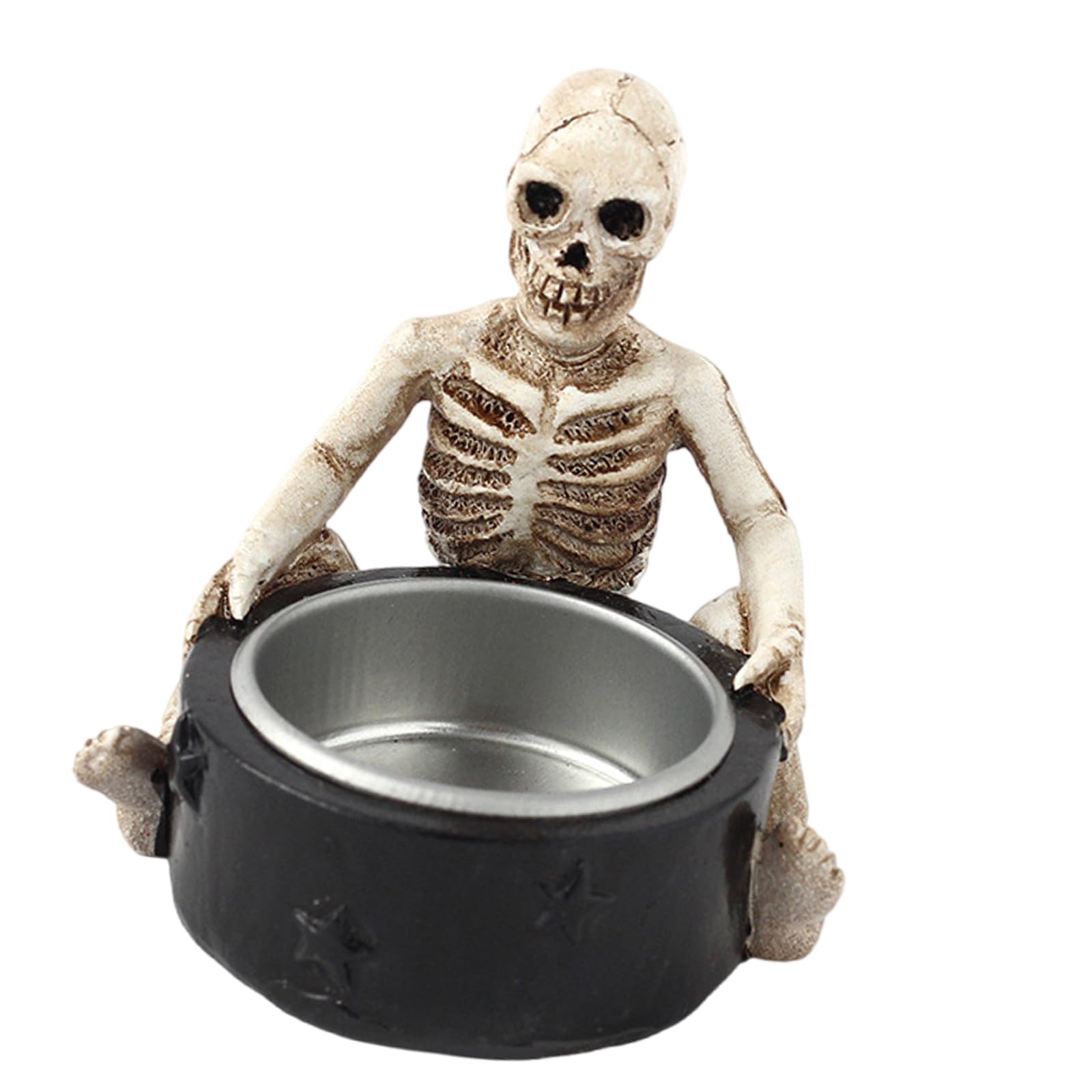 carotoe Enchanting Witch Skull Resin Holder Halloween Candlestick for Home Accent Parties Setting Stand