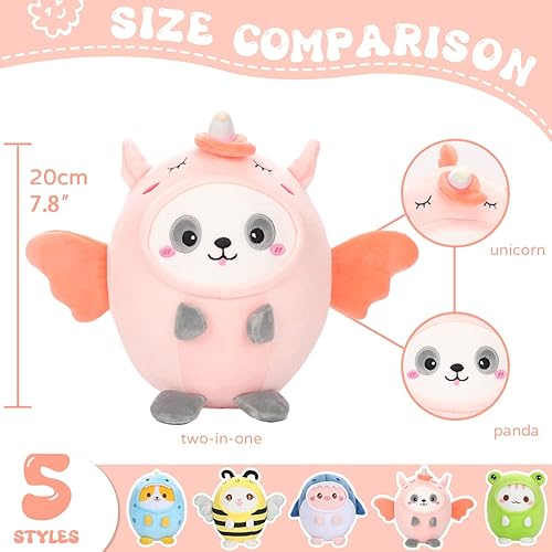 Miniatura 7 de AIXINI Bonita almohada de peluche de conejo perezoso de 8 pulgadas, suave peluche Kawaii perezoso con traje de conejo, regalo para niños