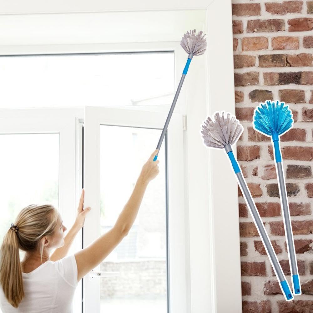 Duqulle Tête de Brosse en Toile d'araignée | Fixation pour Plafond, Coin et Toile d'araignée,La Fixation de Brosse intérieure et extérieure s'adapte aux poteaux filetés US Standard de 3/4