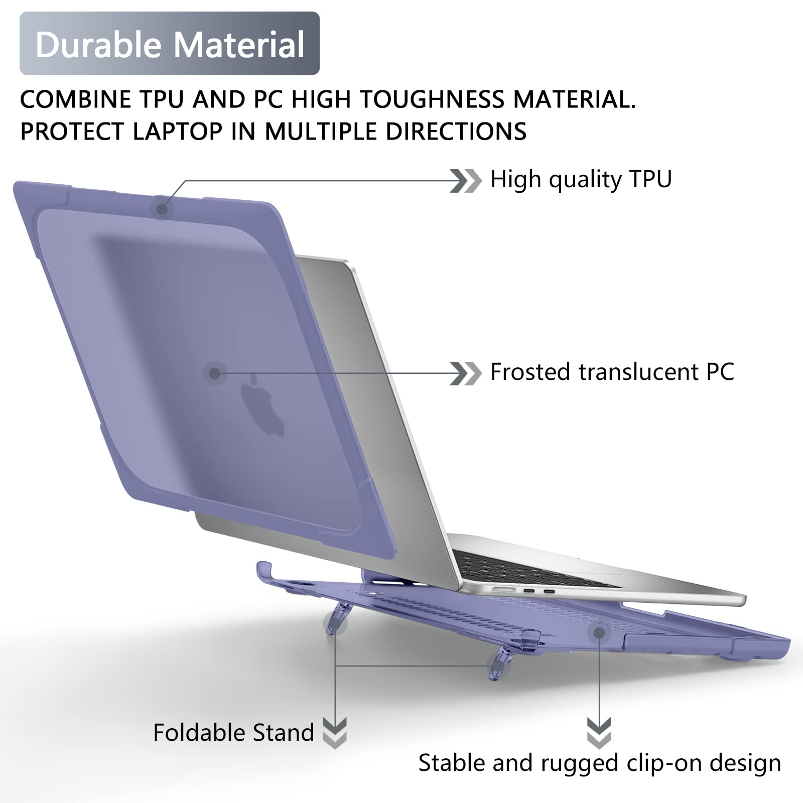 Batianda Custodia rigida protettiva antiurto per MacBook Air da 13,6 pollici, modello A2681 M2 A3113 M3, guscio rigido protettivo antiurto resistente con cavalletto pieghevole e protezione per lo