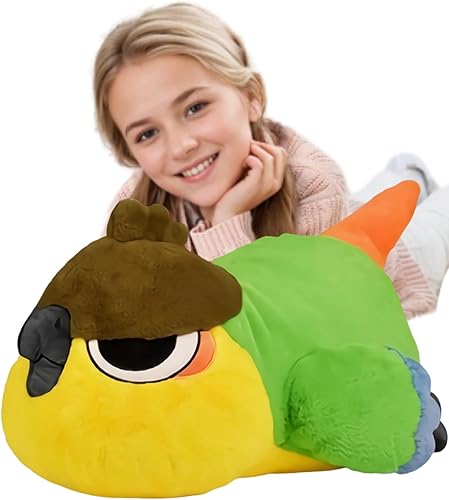 Juguetes de peluche amarillo con pájaro verde, almohada de peluche súper suave, lindo peluche de pájaro de Navidad, regalos de cumpleaños para niños