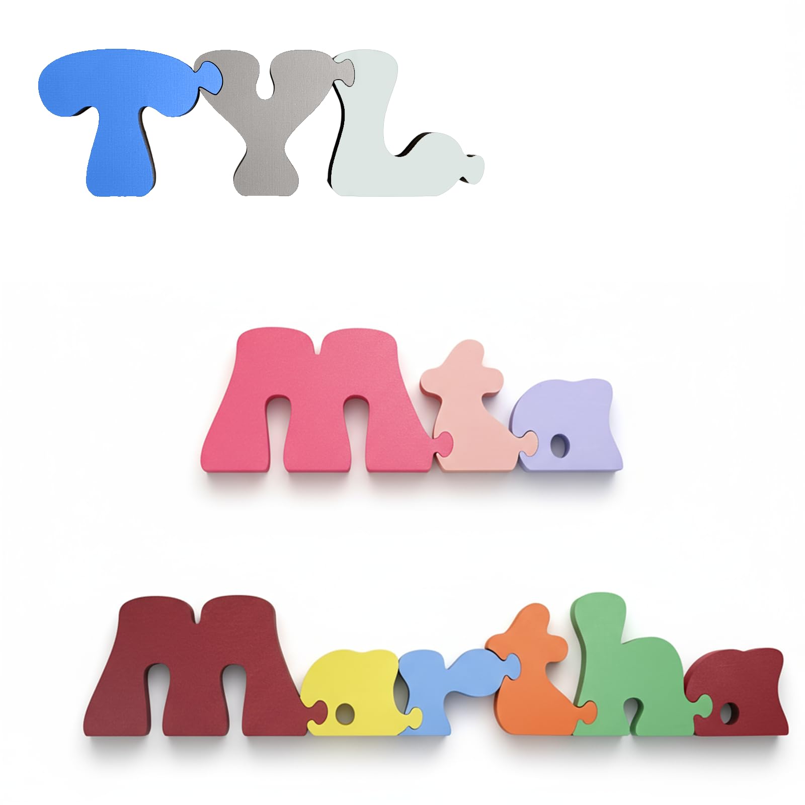 SUNUCO Personalised Wooden Name Sign, Custom Letter Block Decor for Nursery Room, Personalized Newborn Keepsake, Shelf Display Ornament (Not a Play Item)