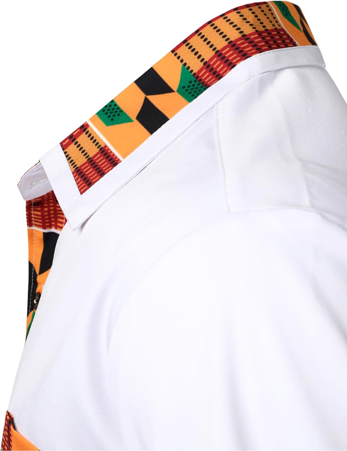 ZEROYAA Men's African Printed Patchwork Design Short Sleeve Button up Shirt - Image 4