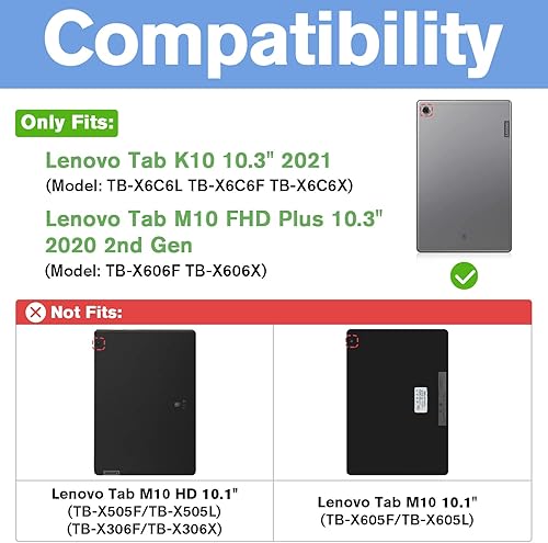 Miniatura 2 de ProCase Funda Lenovo Tab K10 de 10.3 pulgadas 2021 / M10 FHD Plus (2ª generación 2020), resistente a prueba de golpes, con soporte giratorio para