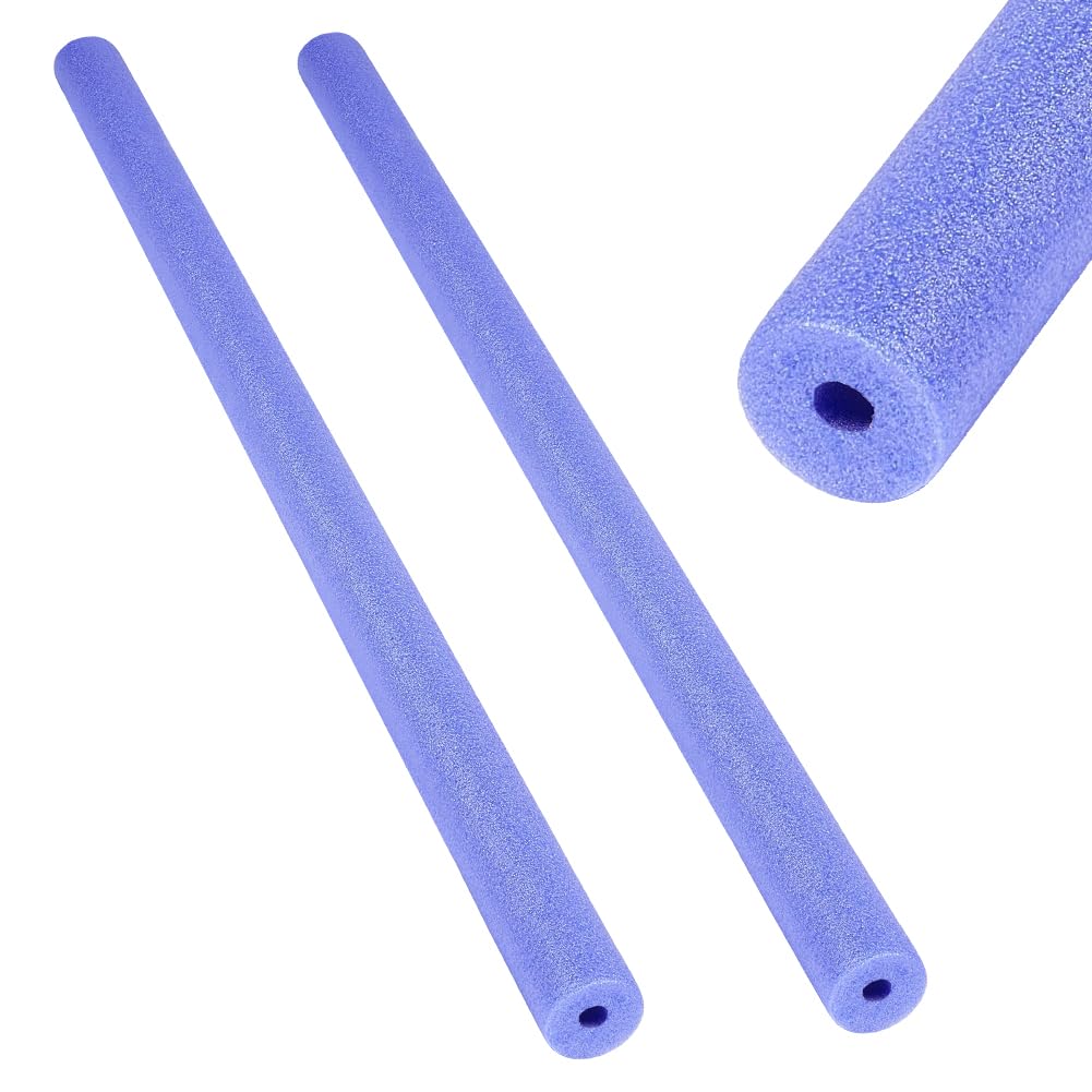 AHANDMAKER 2Pcs Floating Pool Noodles Foam Tube 59x2.6 Inch Large Hollow Noodle Bulk for Floating Craft Projects Pre Slit Clamp Protection Training Device Swimming Padding Bumper, Purple