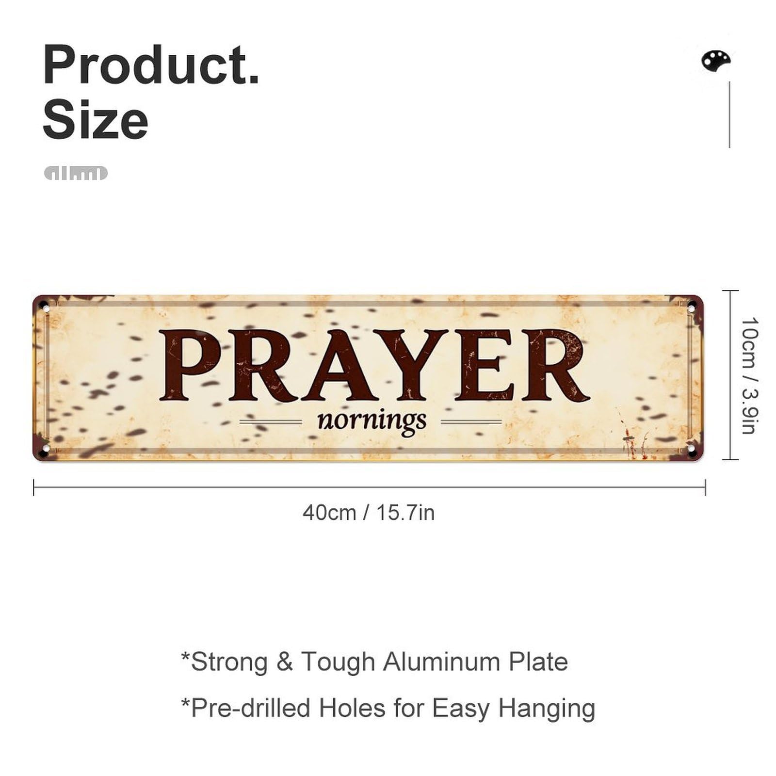 Jdyaojiesheng Vintage Prayer Norings Pattern Print Design Tin Sign Retro Metal Wall Decor Metal Poster, Home Bar Garage Farmhouse Cafe Wall Art Decoration 4X16inch