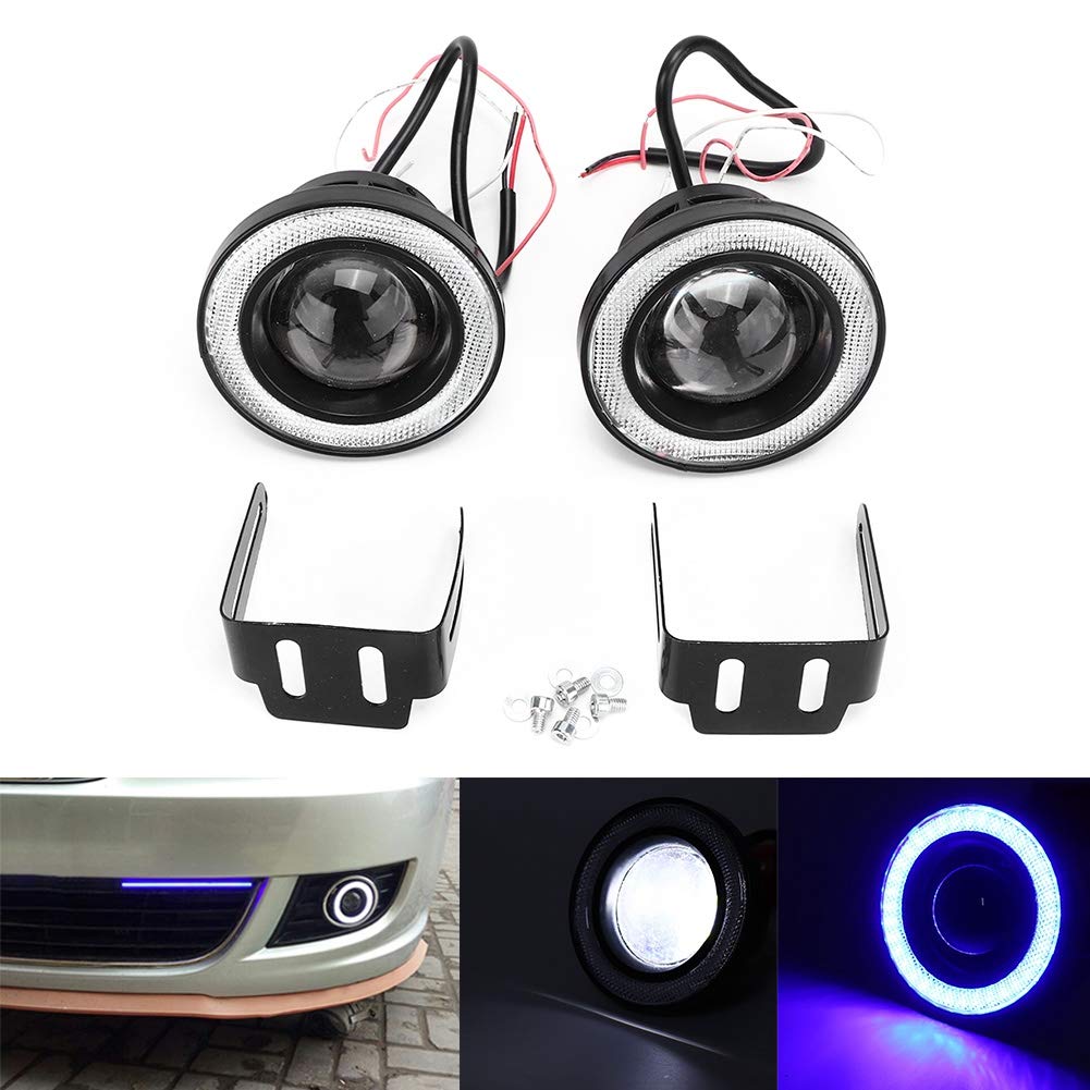 Fendinebbia Anteriore LED Angel Eyes - Modifica 89mm Paraurti Con Lente Trasparente - Kit Coppia Lato Conducente e Passeggero