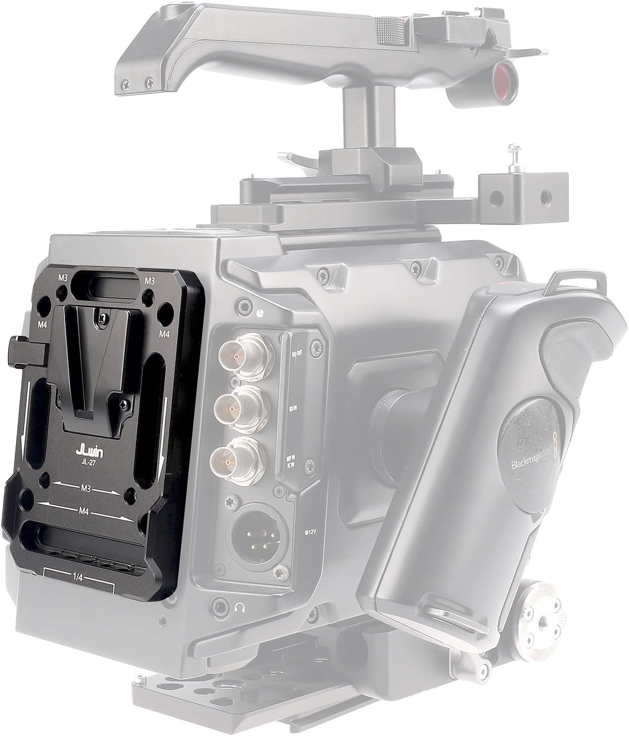Universal V Mount Battery Plate, V-Lock Battery Mount Plate with 15mm Rod Clamp, Built-in M3&M4 and 1/4" Thread Hole Quick Release Plate