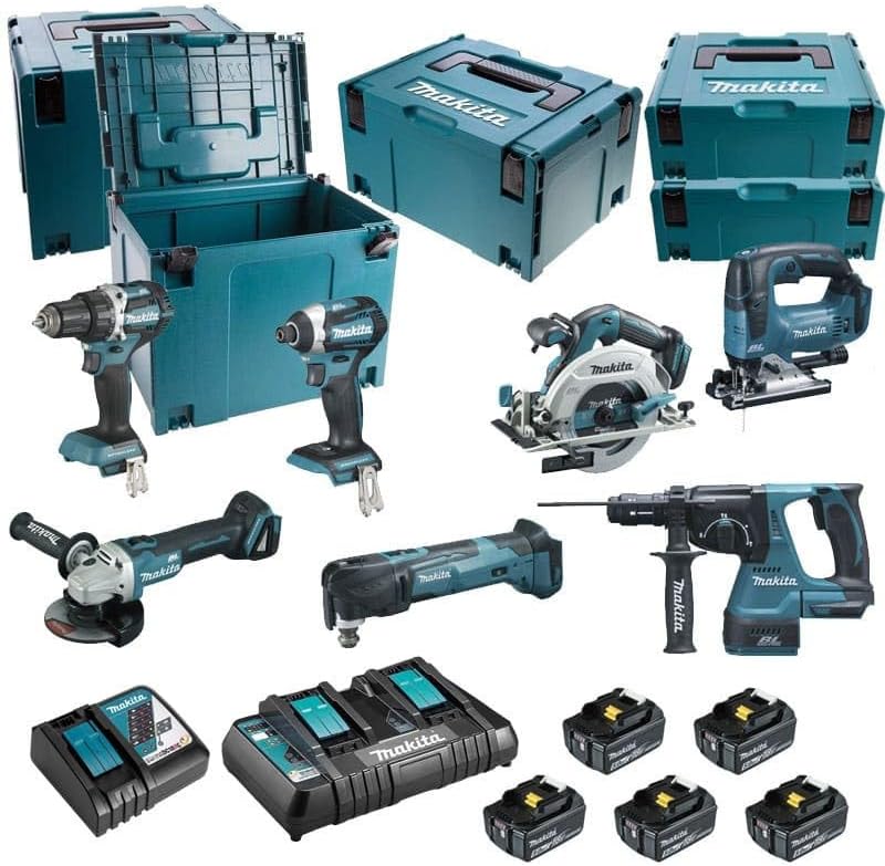 Set of 7 Makita Machines (DDF484 + DTD154 + DGA506 + DHS680 + DHR243 + DTM51 + DJV182) – DLX7014PTJ