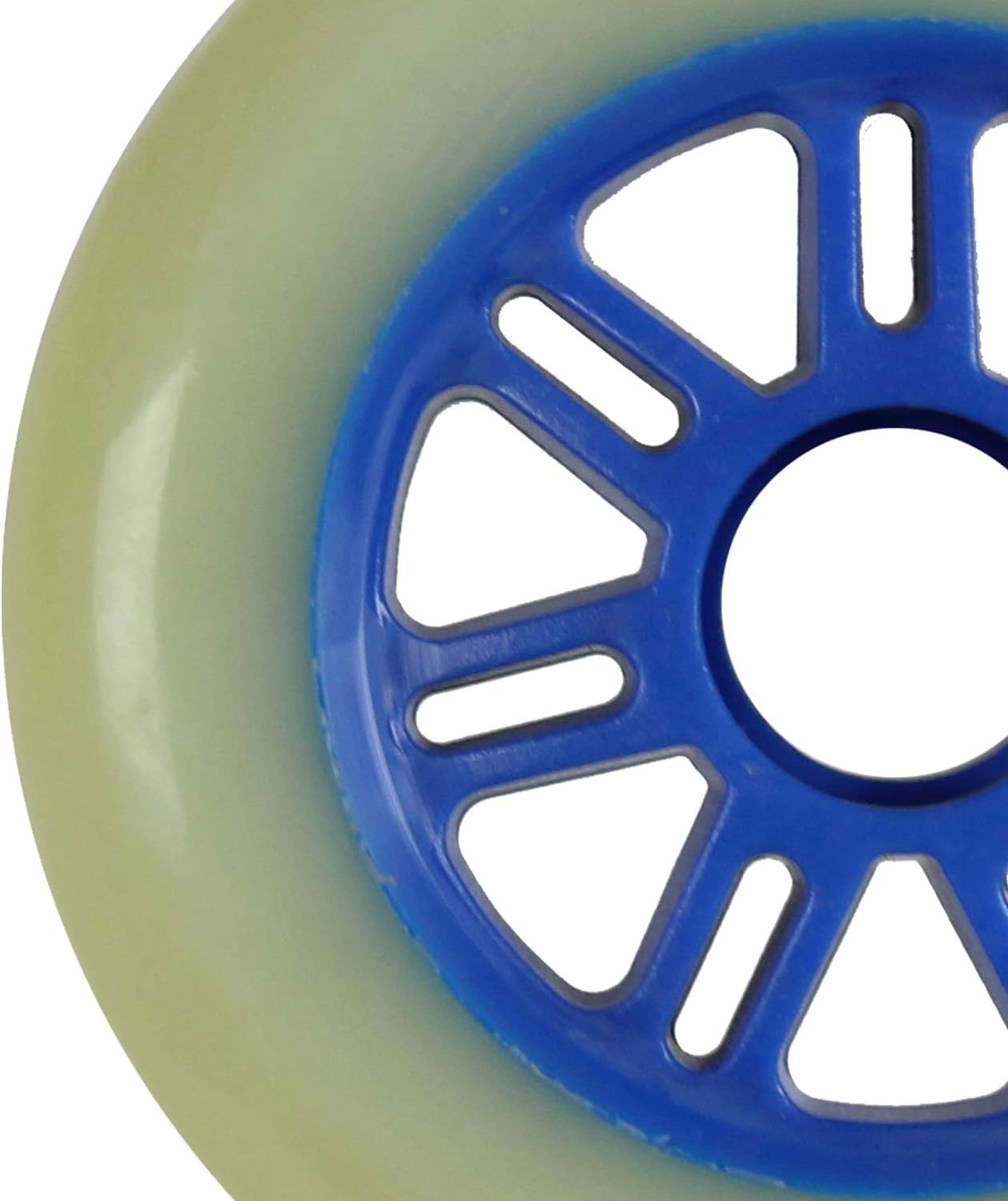 Kick Push Plastic Hub Scooter Wheel White/Blue 7 Spoke Hub 100mm 2-Pack with Bearings
