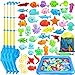 TOY Life 4-Player Magnetic Fishing Game for Kids 3-5 with Toddler Fishing Poles, Magnetic Fishing Toys for Toddlers, Kids Bath Toys for Toddlers, Outdoor Pool Water Toys for Kids 4-8, Baby Fishing Toy