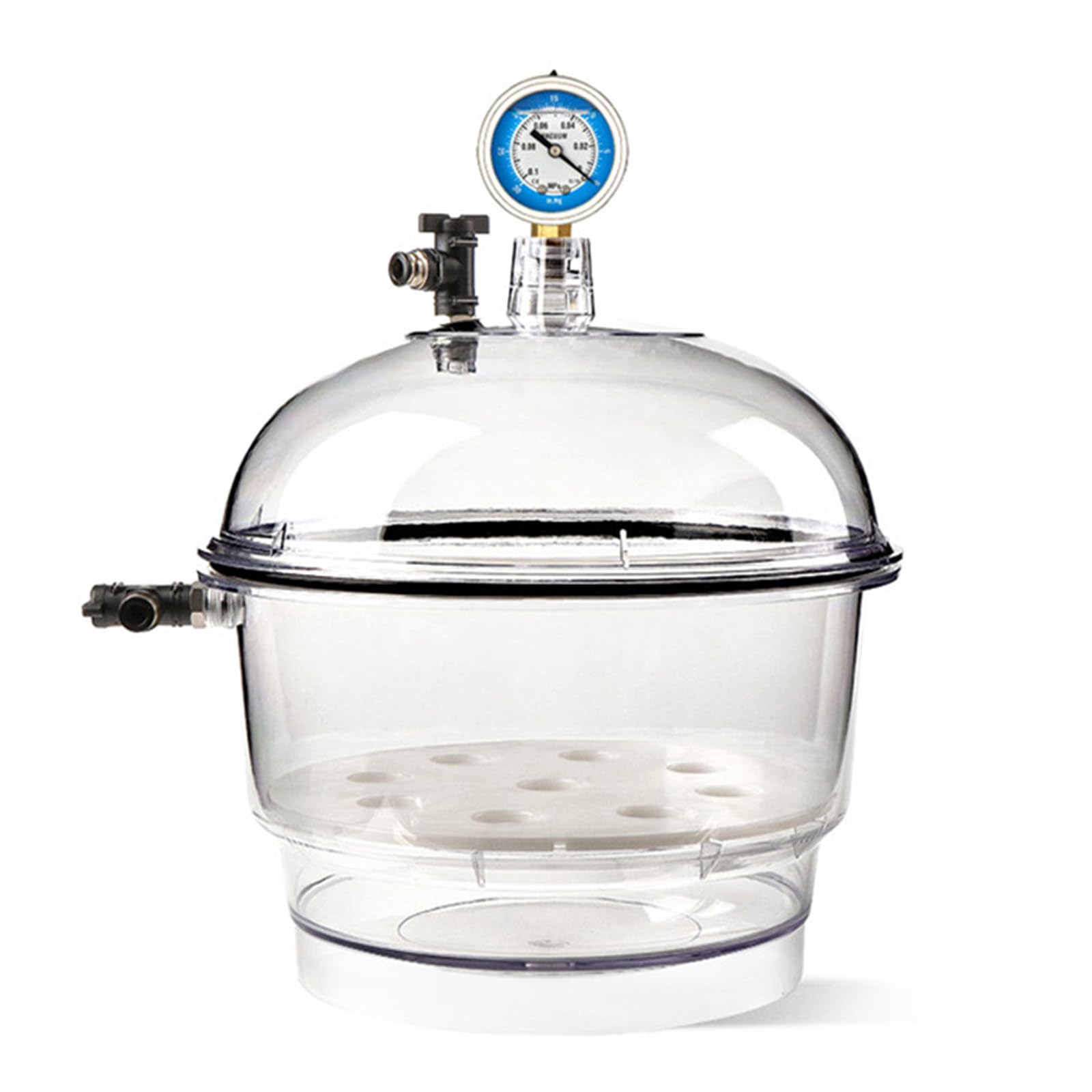 250 Mm Professioneller Vakuumtrockner, Transparenter Vakuum-Exsikkator Aus Polycarbonat-Kunststoff, Mit Doppelventildruck Und Manometer, Für Die Lagerung Von Vakuumtrocknung Im Labor
