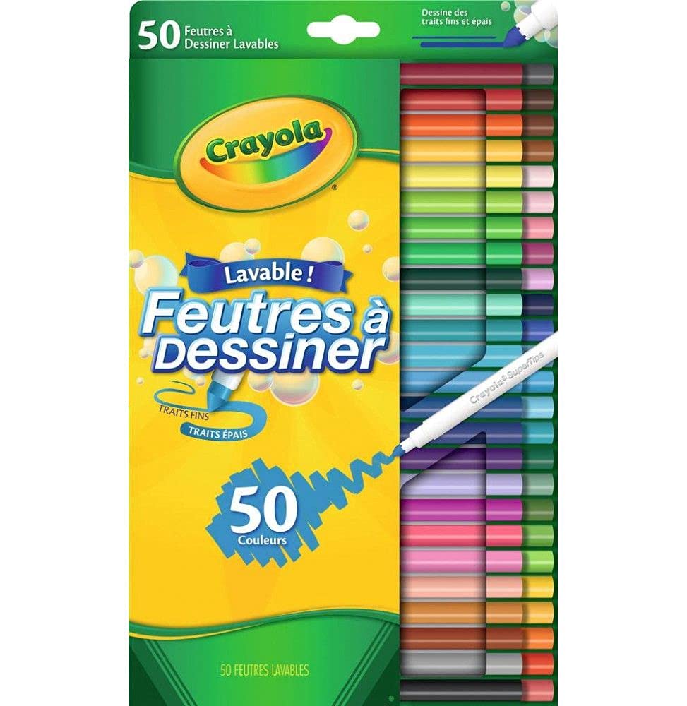 Crayola - 58-5050-E-000 - Loisir Créatif - 50 Feutres Lavables à Dessiner