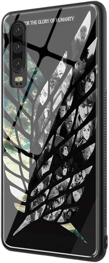 DEPING DP-68 Anime attack on Titan Case,Tempered Glass Back Cover and Soft Silicone Border Anti Scratch Bumper Design for Huawei P smart 2019 Protective Case
