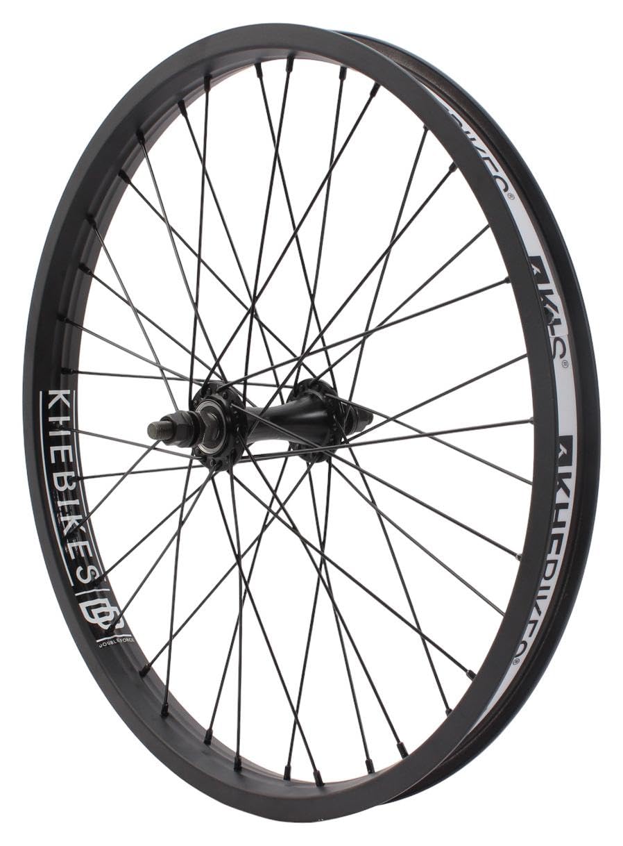 KHE MVP DD BMX Rueda delantera de 20 pulgadas – Eje CrMo de 10 mm – Llanta de doble cámara – Rodamiento industrial – 36 agujeros – Negro – Rueda delantera BMX
