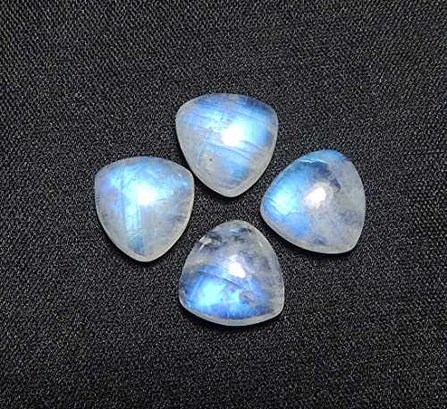 10Mm Trillion Shape Blue Fire Aaa Quality Natural Rainbow Moonstone Calibrated Cabochon Loose Gemstone 4 Pcs Box. #TOP3