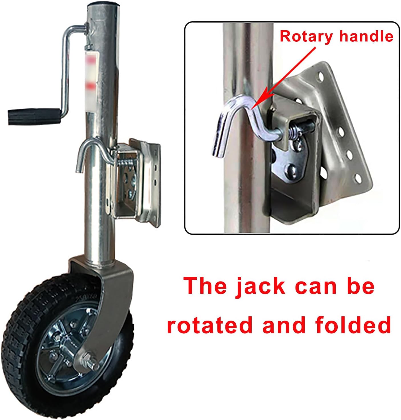 Marine Beach Boat Trailer Jack,Heavy Duty Bolt-On Swivel Boat with Wheels,10" Lift Side-Wind Crank Trailer Tongue Jack for RV Boat