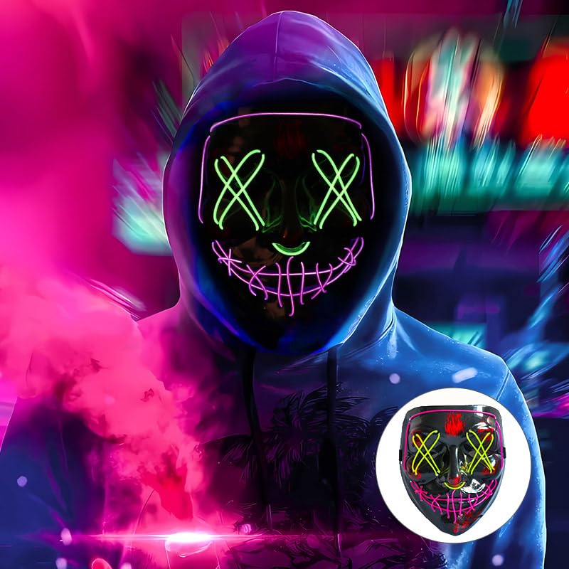 Image of LED Light Up Mask for Halloween, Neon, and Bachelor Party Decoration