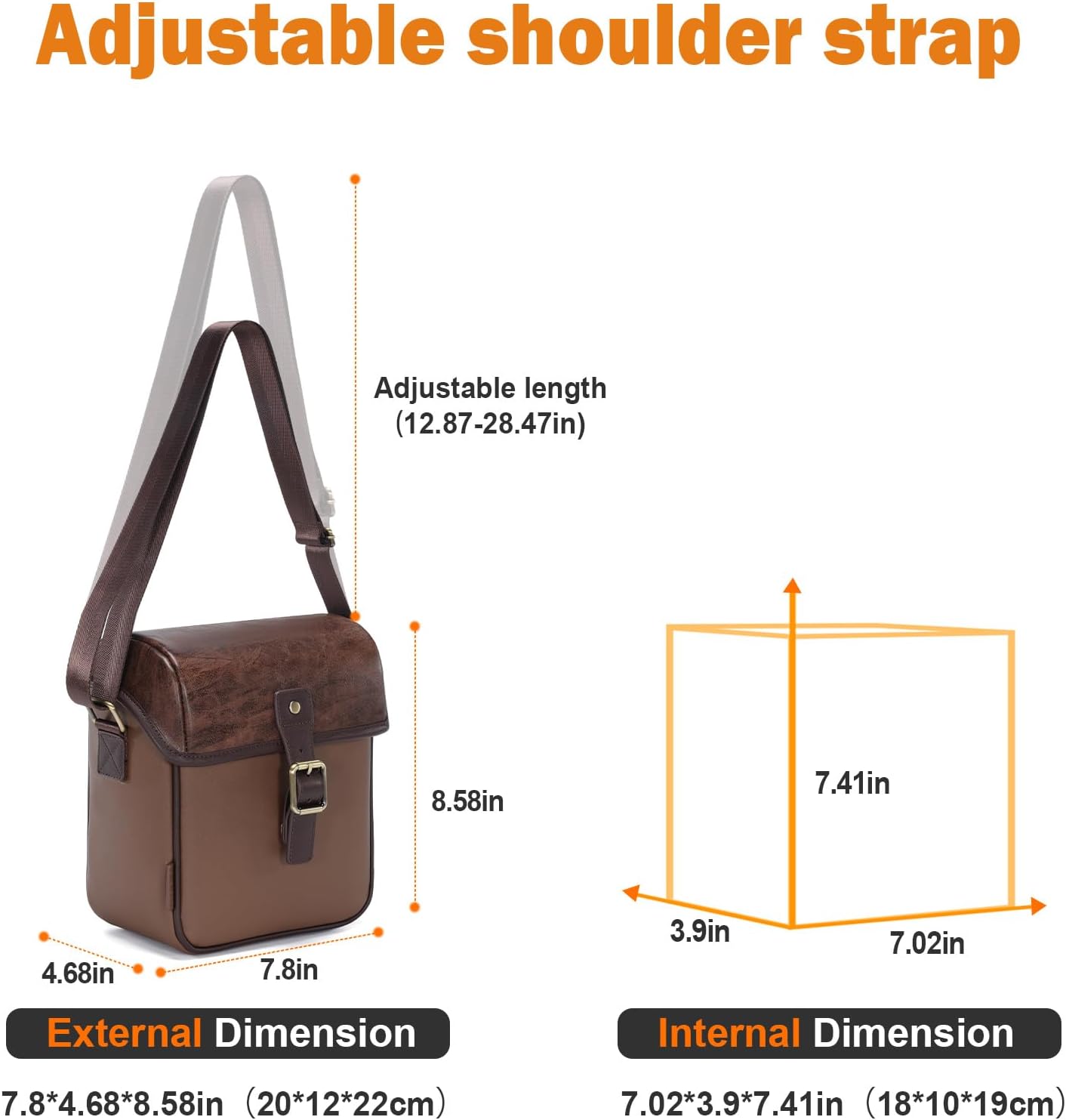 Cwatcun Camera Sling Bag PU Leather for Photographers,Small Camera Bag Water-resistant Shockproof Case with Removable Dividers for DSLR/SLR/Mirrorless,Brown - Image 7