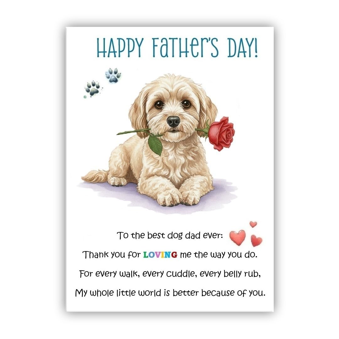 Father’s Day Card From the Dog. Multiple Breeds Available. Cute Fathers Day Pet Card. To The Best Dog Dad Ever (• Maltipoo – Moodle - Maltese Poodle Mix - Malt-A-Poo)