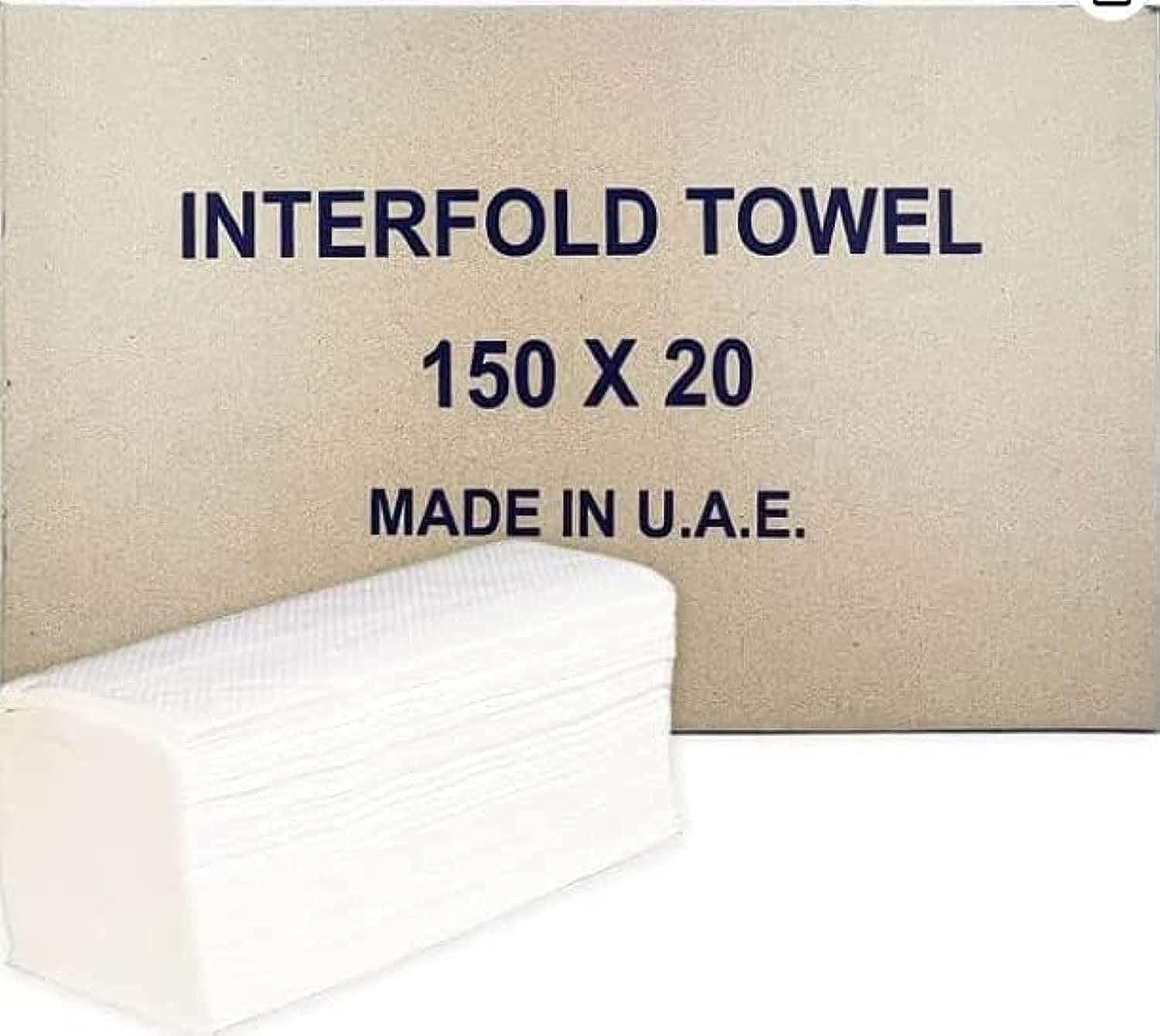 Cleany Genie Interfold Tissue 150-Sheet Embossed Hand Towel (1 x 20 Packet)