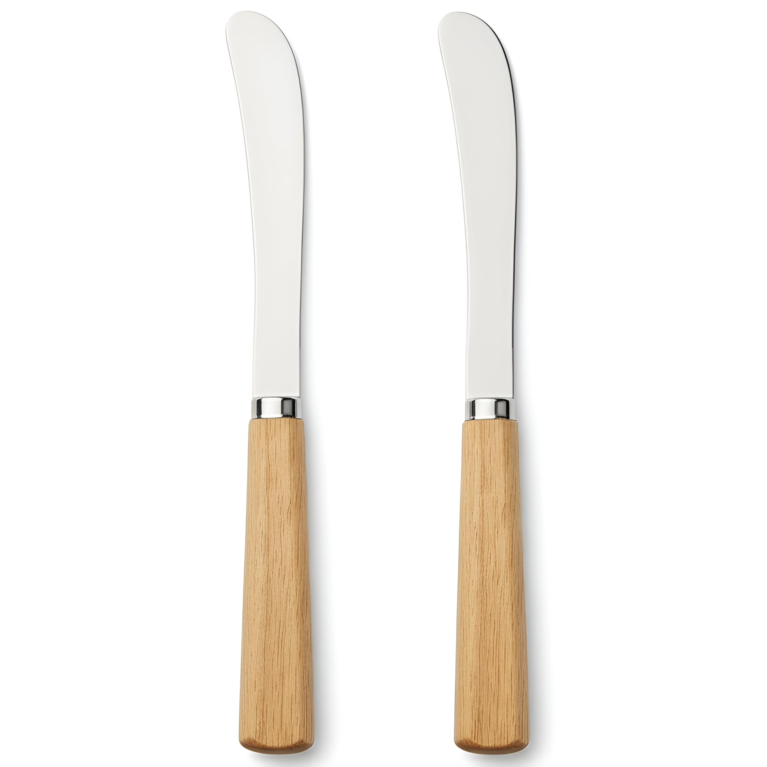 LacusMare Butter Knife Set of 2 – 17.5cm Oak Wood Handle Stainless Steel Butter Knives for Spreading Butter, Jam, Cream Cheese & Soft Cheese – Rustic Wooden Spreader for Toast & Sandwich