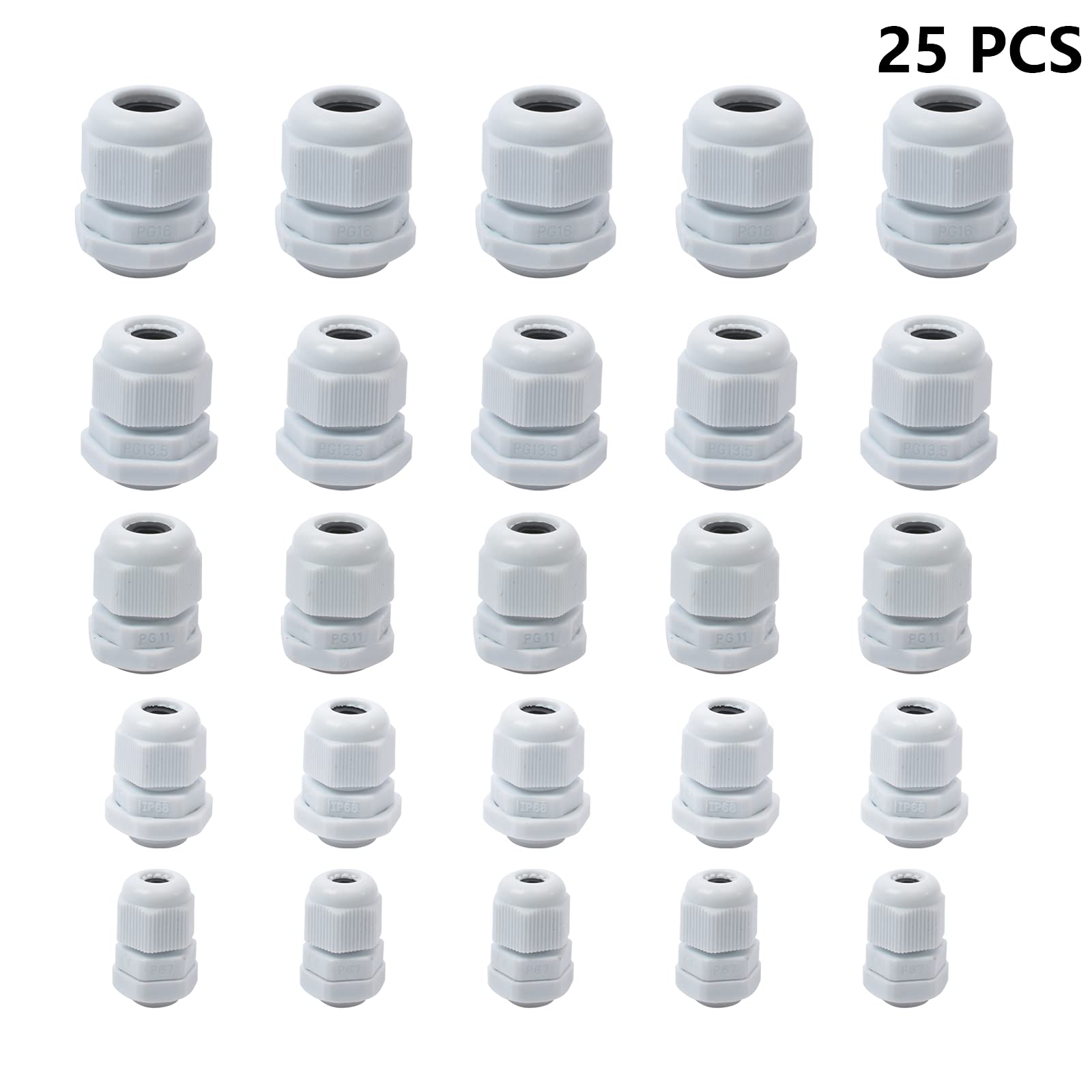 HUPYOMLER 24 pezzi plastica impermeabile regolabile 3,5-13 mm giunti pressacavi PG7, PG9, PG11, PG13.5, PG16, confezione da 24