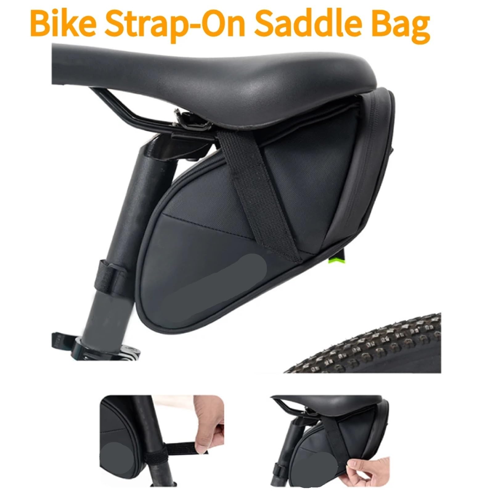 Borsa Da Sella Bici Borsa da bicicletta sotto il sedile, grande capacità, con striscia riflettente, in nylon, for bici da corsa all'aperto