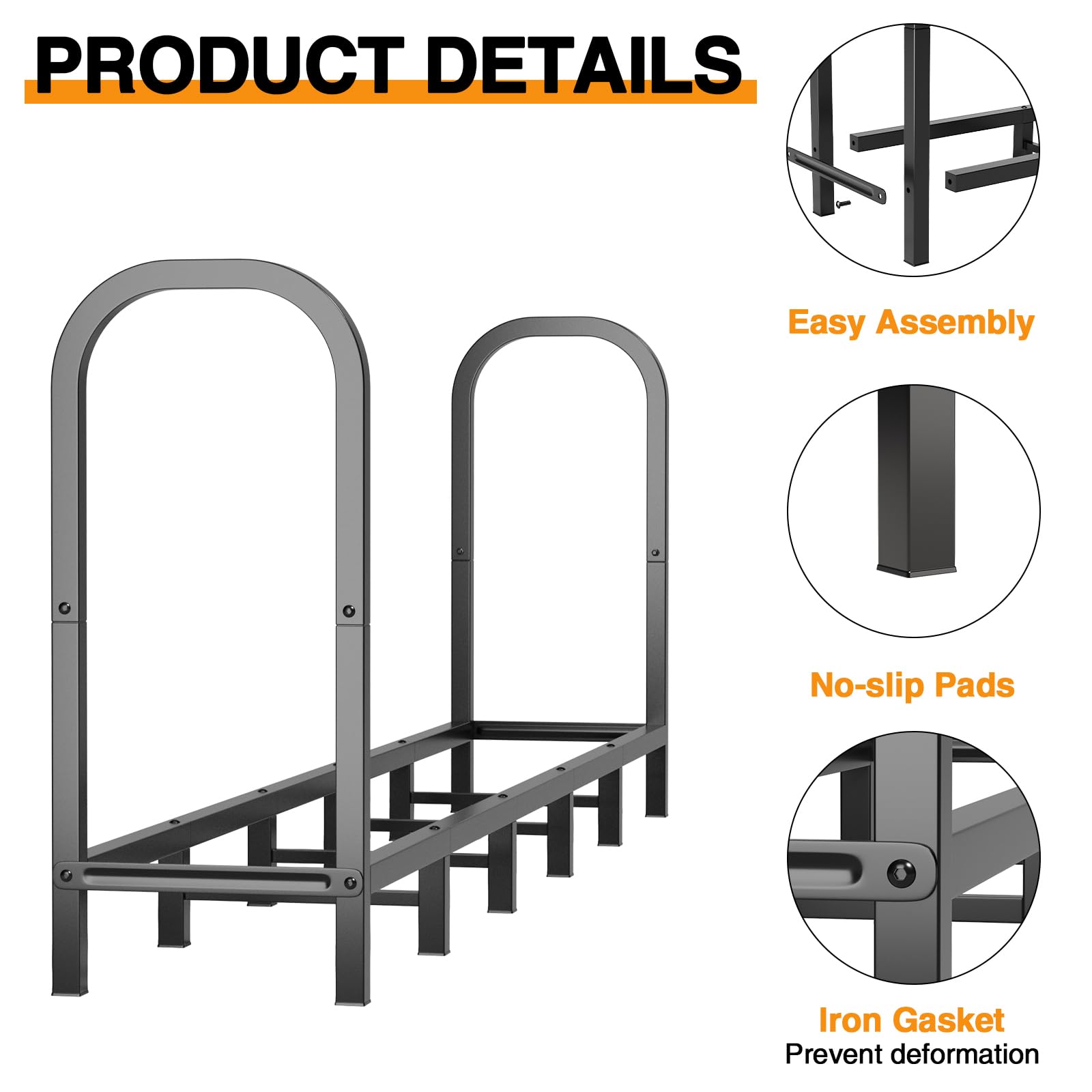 Snapklik.com : 6.6FT Firewood Rack Indoor - Heavy Duty Wood Racks ...