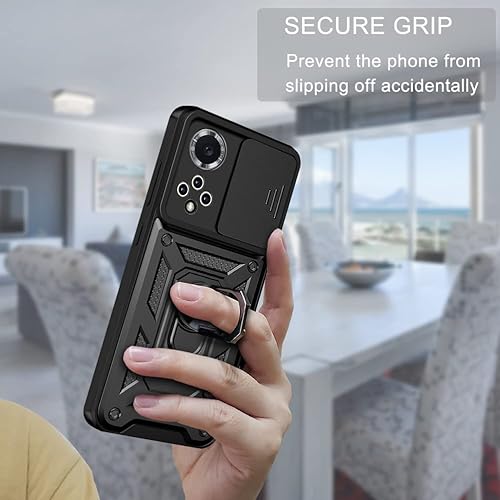 Miniatura 2 de CCSmall Funda resistente para Huawei Nova 9Honor 50 con ventana deslizante para cámara, protección de grado militar, soporte de anillo integrado con