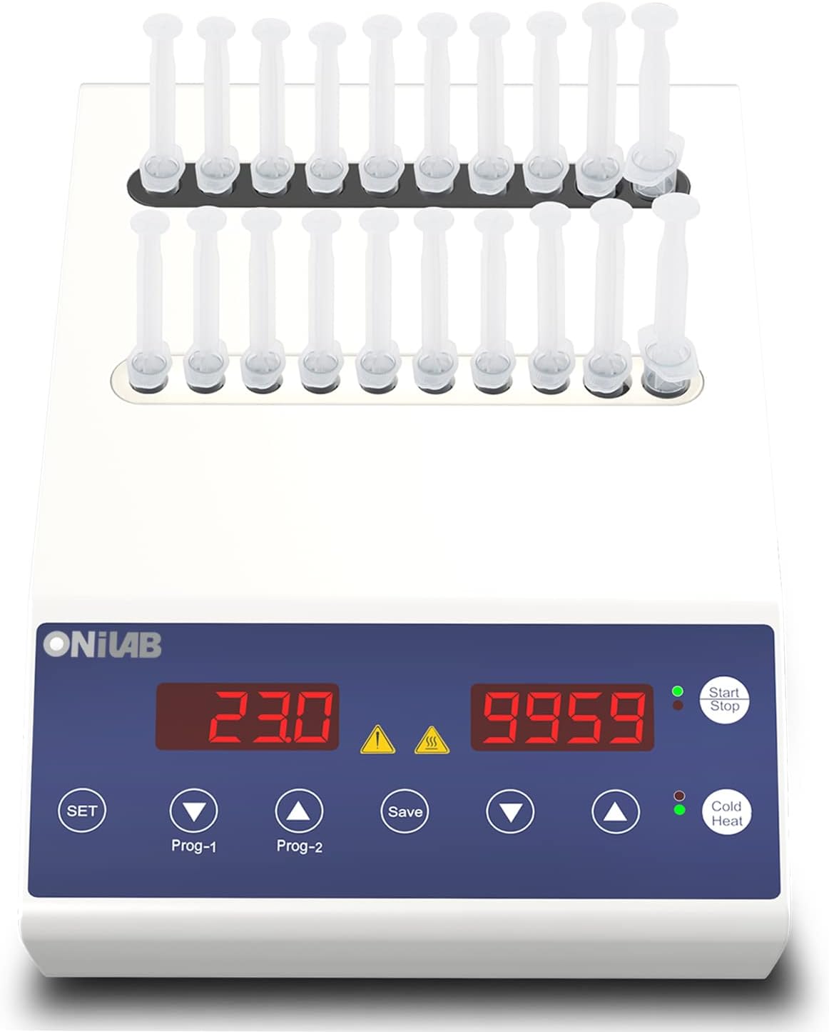 - ONiLAB Gel Heating Machine with Heating and Fan Cooling Modes,4x5ml,16x 1ml-2.5ml Holes, PRP PPP Gel Maker Heater with Timer 0-99min59s or Continuous Mode, 2 Stored Programs,10-90℃,260W,110V