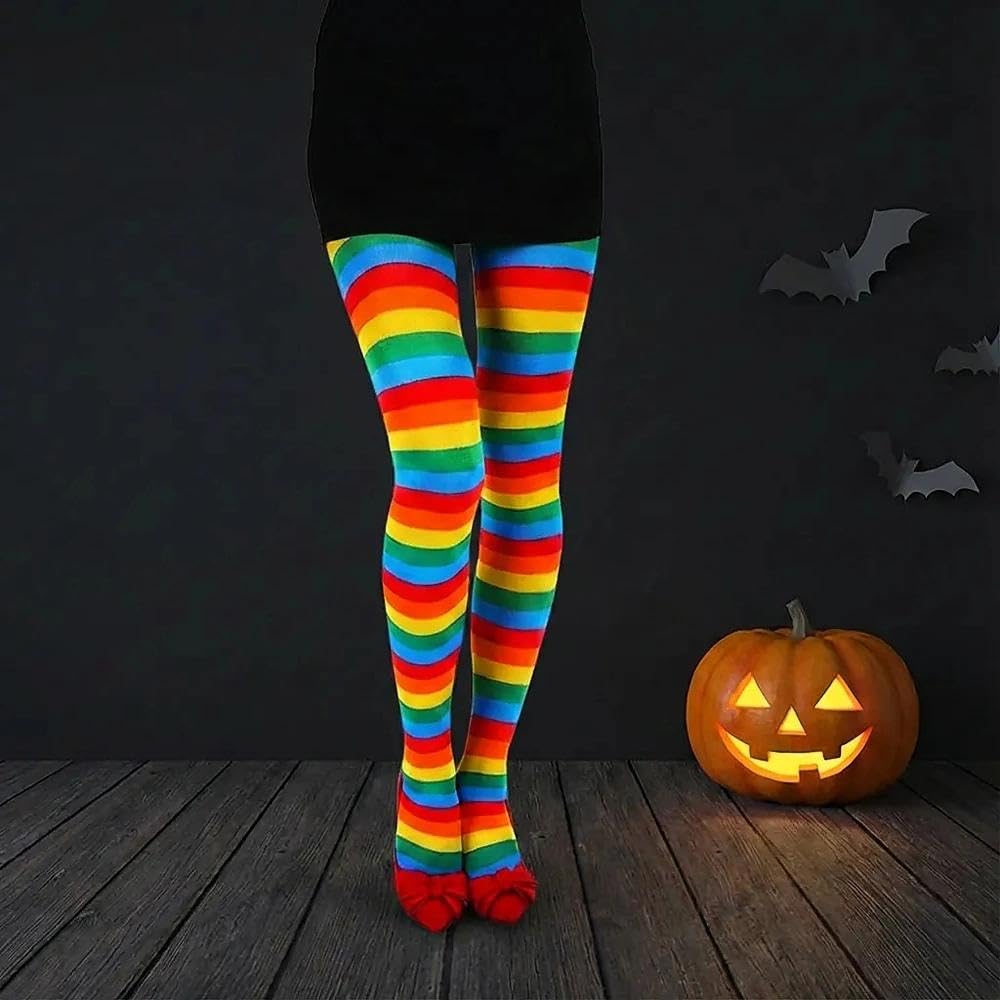 Striped pantyhose, elastic pantyhose