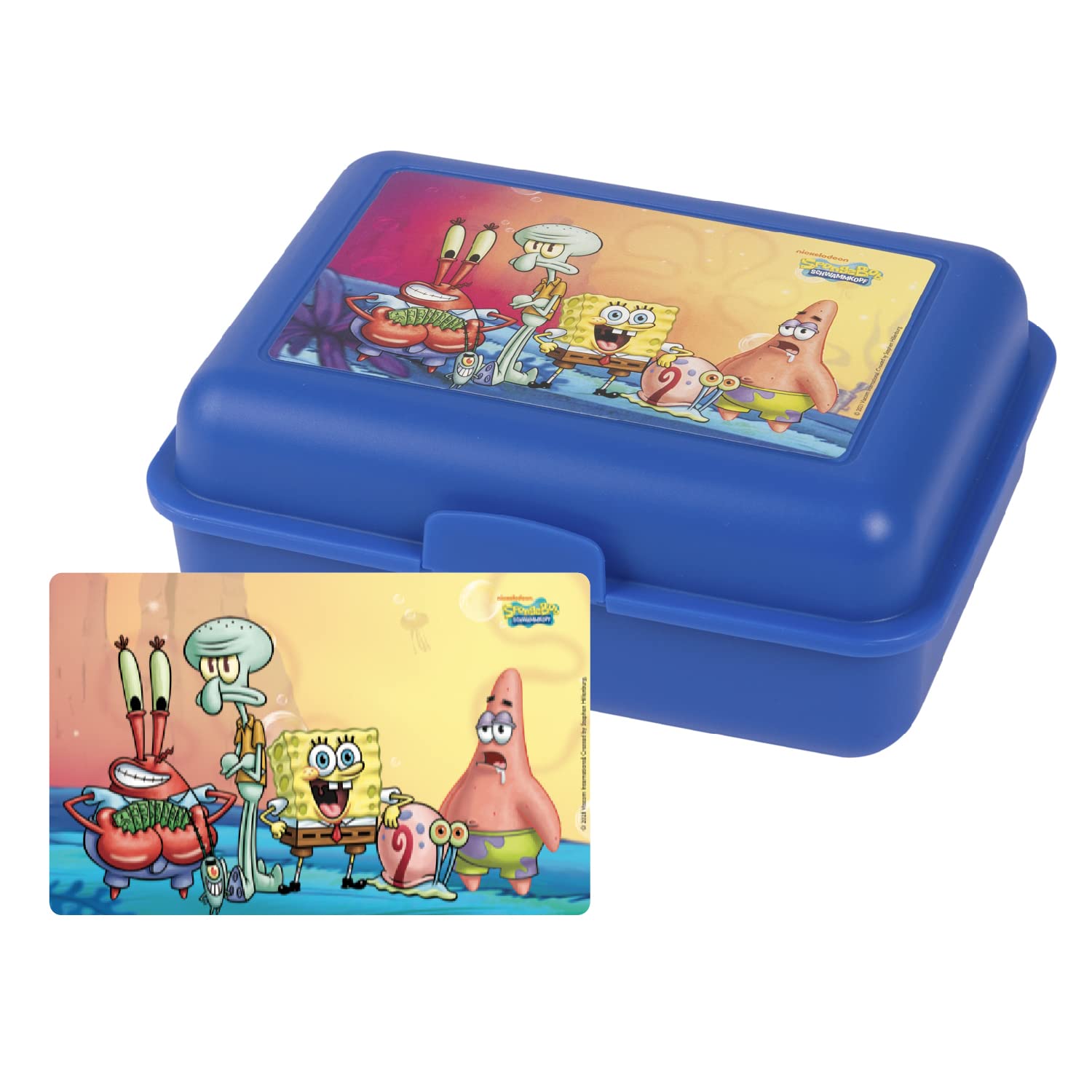 United Labels Spongebob Squarepants Lunchbox - All Friends Lunchbox with Divider Blue, 17,5 x 12,8 x 6,9 cm
