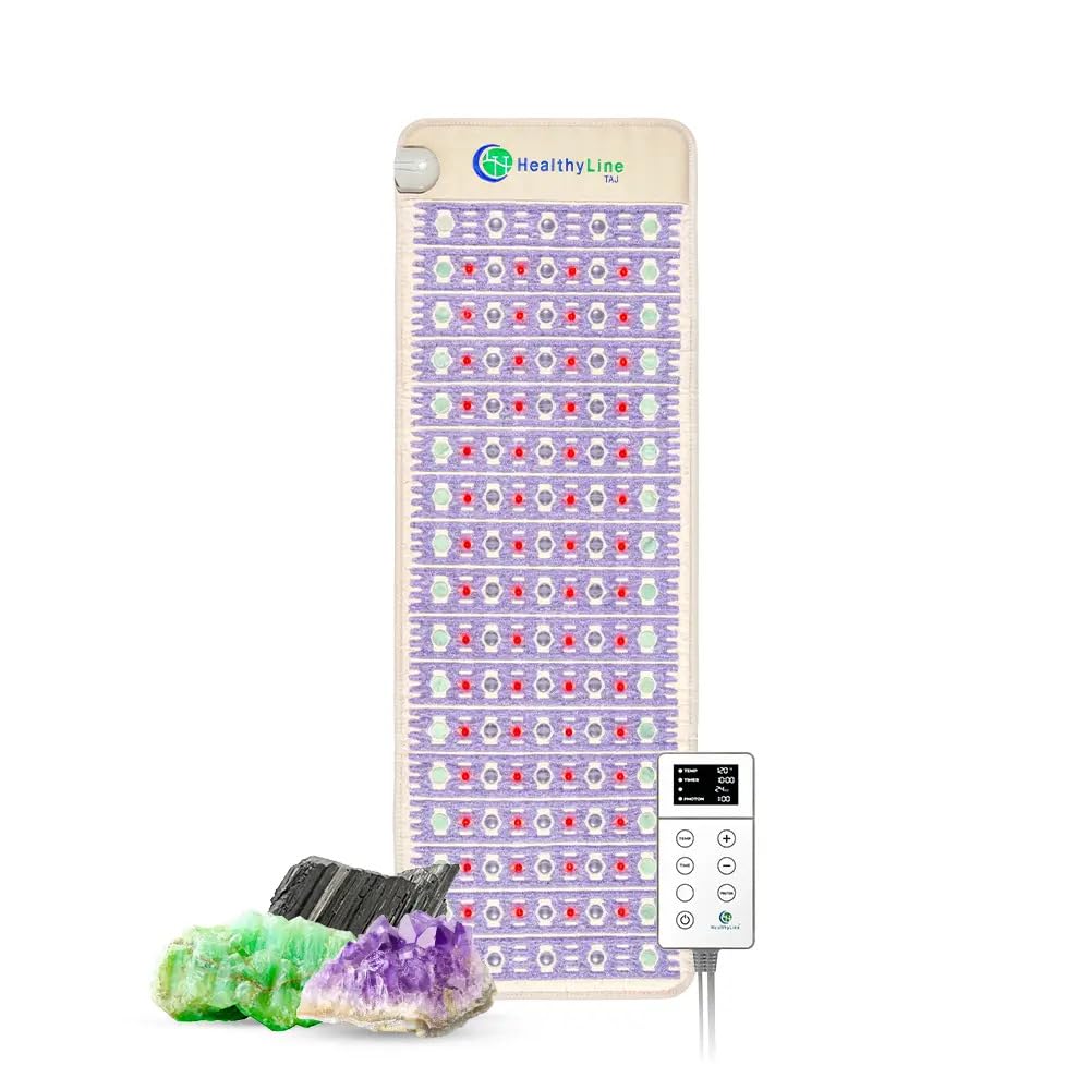 РЕМF Advanced Far Infrared Heating Pad - Professional Biomat for Pain Relief and Healing - Pulsed Electromagnetic Field Therapy - Full Body Mat with Red Lights, Amethyst, Tourmaline and Jade - 72 x 24