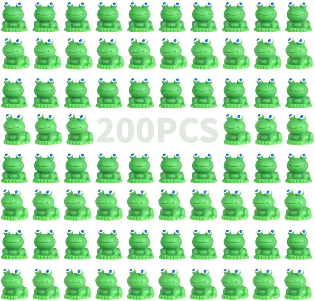 200-Piece Mini Resin Frogs for Fairy Garden Decor, DIY Terrarium Accessories, Green Frog Miniatures