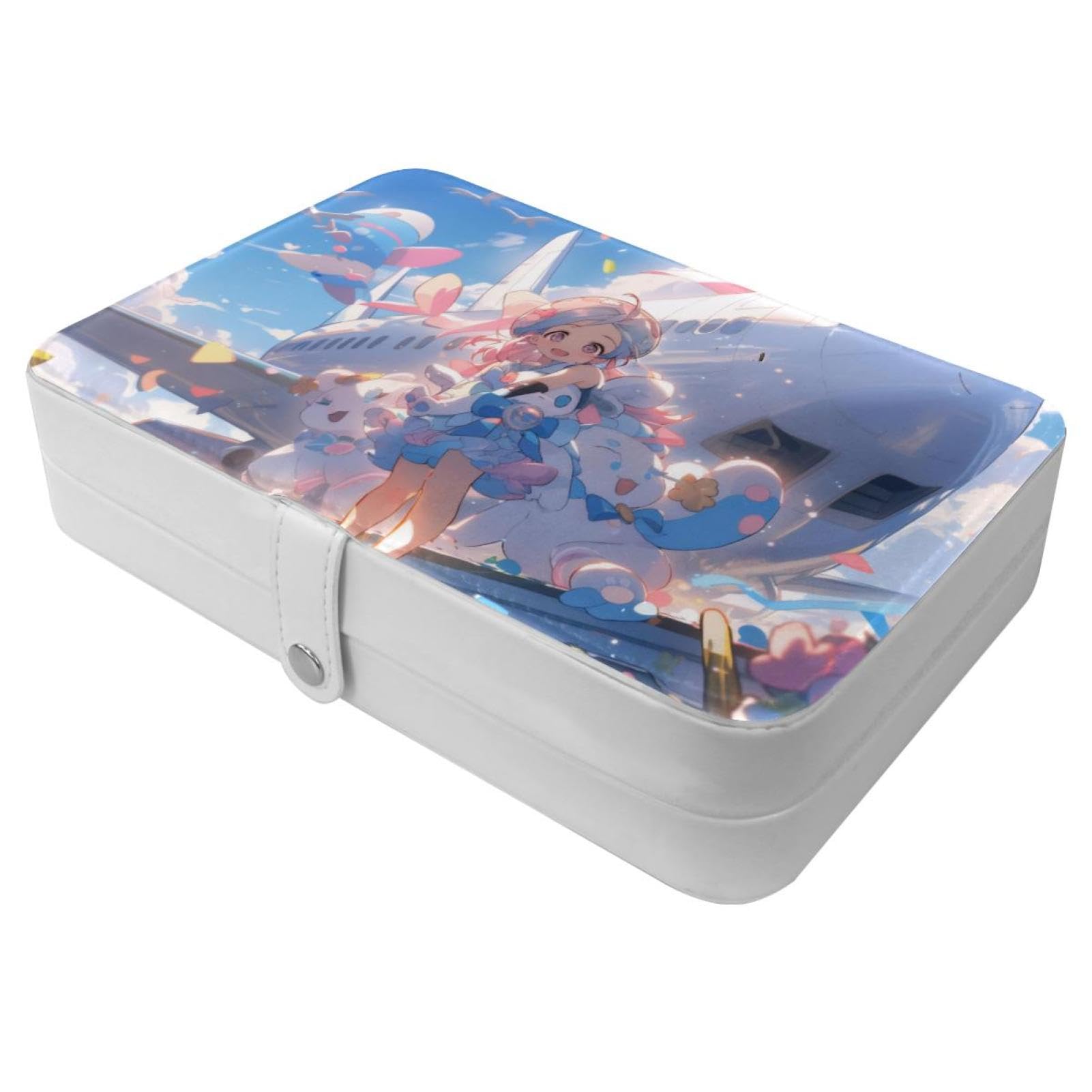 Boîte à bijoux de voyage pour fille et femme le cadeau idéal motif avion rose