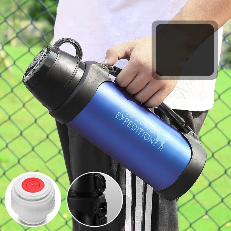Thermoskanne mit großem Fassungsvermögen für den Außenbereich, tragbarer Autokessel, tragbare Camping-Thermoskanne, Blau 2500 ml