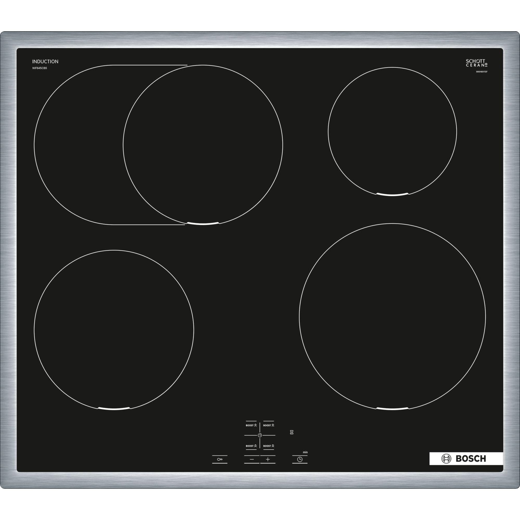 Bosch HND415LS62 Série 4 Cuisinière encastrable série 4, composée de cuisinière HEA513BS4, 60 x 60 cm, air chaud 3D, écran LED et plaque à induction, zone de cuisson, chaleur résiduelle, cadre en