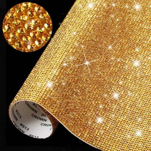 Image of Winwell12000Pcs Bling Crystal Rhinestones Sheet Sticker, Self Adhesive Glitter Gem Sheet for DIY Crafts Gifts /Home Decor /handbag /Car /Mobiles & Accessories /hair accessory /Phone /decorative vase /picture frame /candle holder /Shoes /Scrapbook cover /DIY project Decoration, 13 x 9 Inch (Gold)