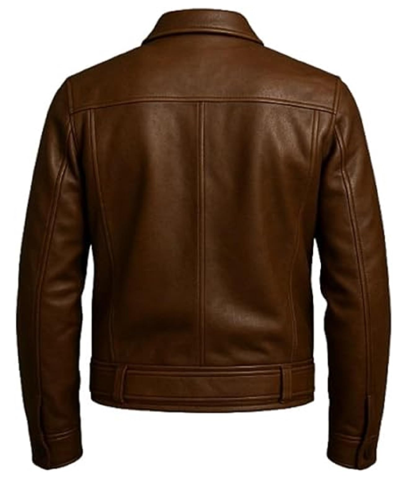 Chaqueta clásica de cuero marrón para hombre, ajustada, táctica, estilo motero