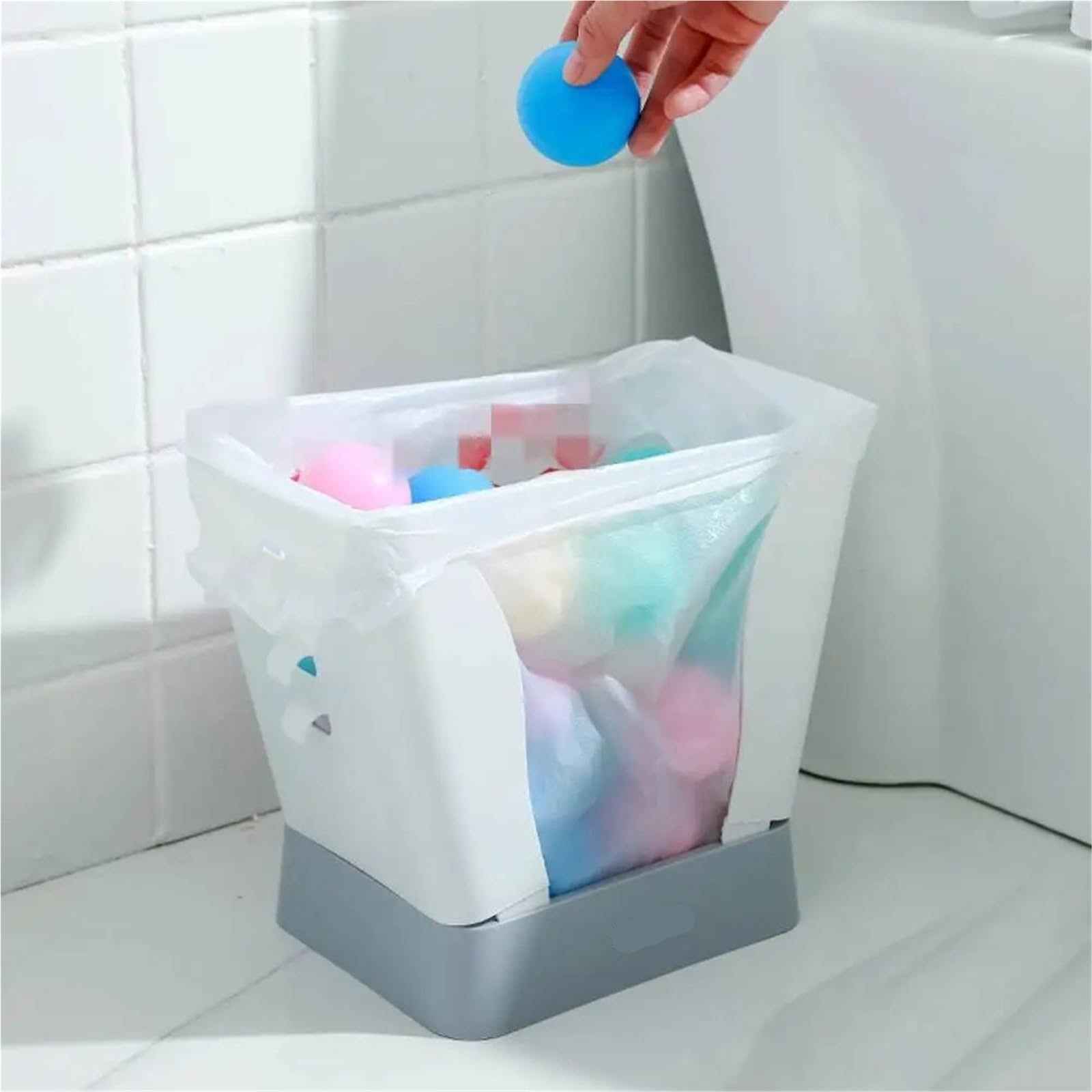 Soporte for Bolsas de Basura portátil, Cubo Plegable, Extensible for Acampar, Interior y Exterior, 3 uds para Bolsas(Gray)