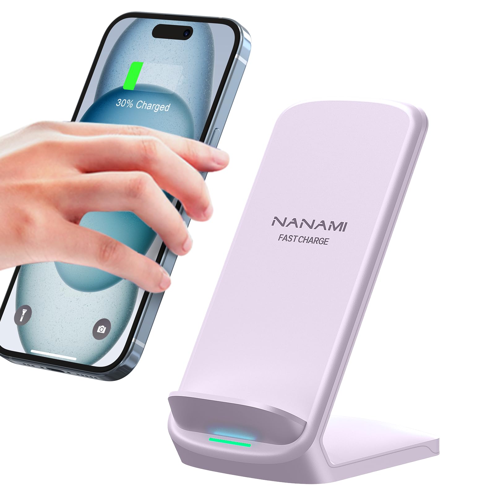 NANAMI Fast Wireless Charger, 15W Induktive Ladestation für Samsung Galaxy S26/S25/S24/S23/S22/S22+/S21/S20/S10/S9/S8/S7 Note 20, für iPhone 17/Air/16/15/14/13/12/11/X/XS/XR/8/8 Plus Google Pixel LG