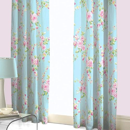 Blue Floral Curtains Amazon Co Uk