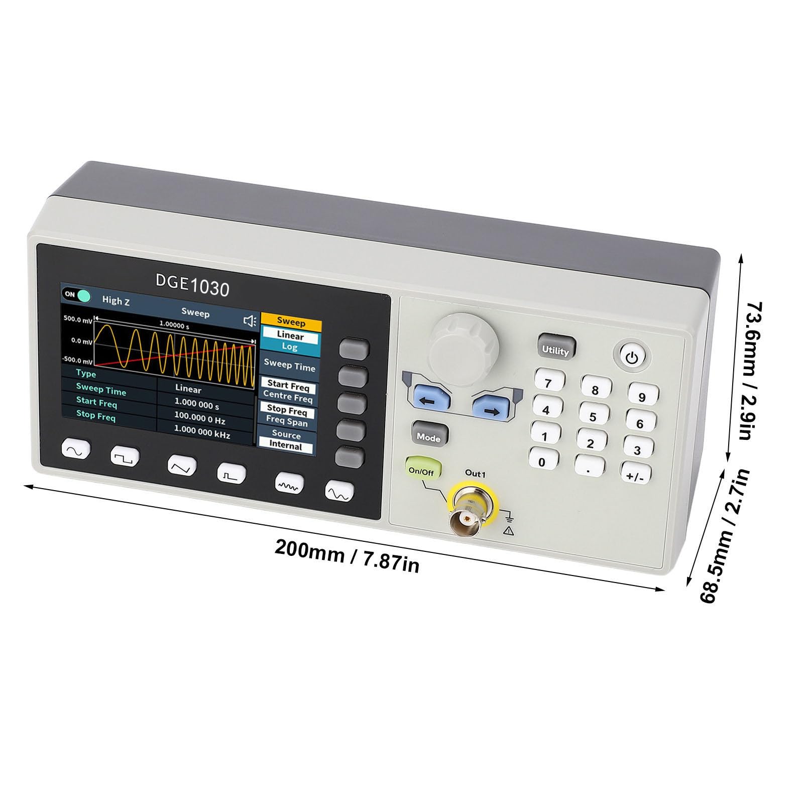 Fafeicy Generador de Señal DGE1030 30MHz, Generador de Forma de Onda Arbitraria de 1 μHz a 30MHz con Más de 160 Formas de Onda AM FM Modulación FSK para Ingeniería de Pruebas de (Enchufe de la UE)