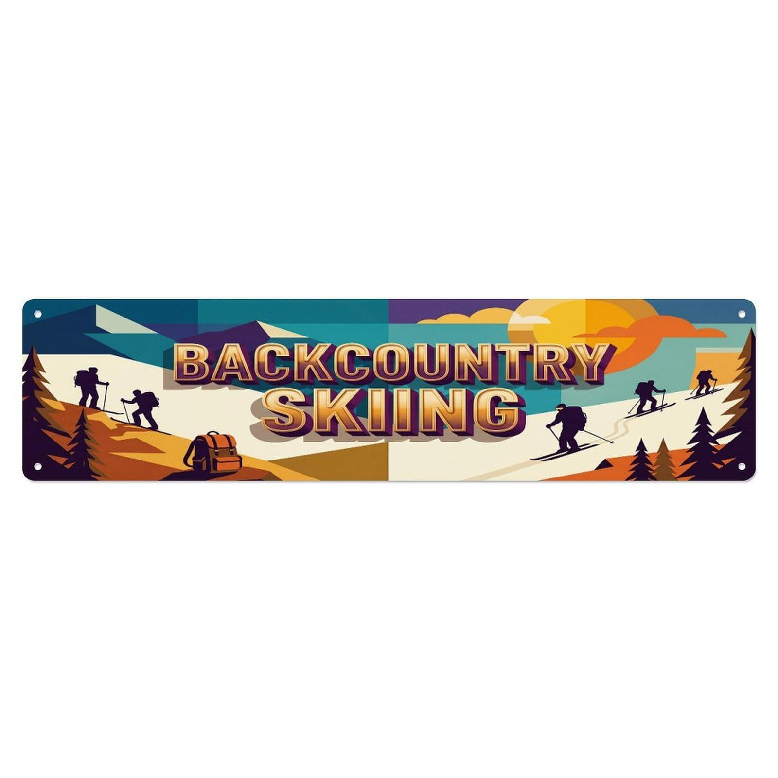 Cmhok Vintage Style Vintage Backcountry Skiing Outdoor Activity Sports Metal Tin Sign Wall Decor For Cafe, Club, Garden Metal Poster 4X16inch