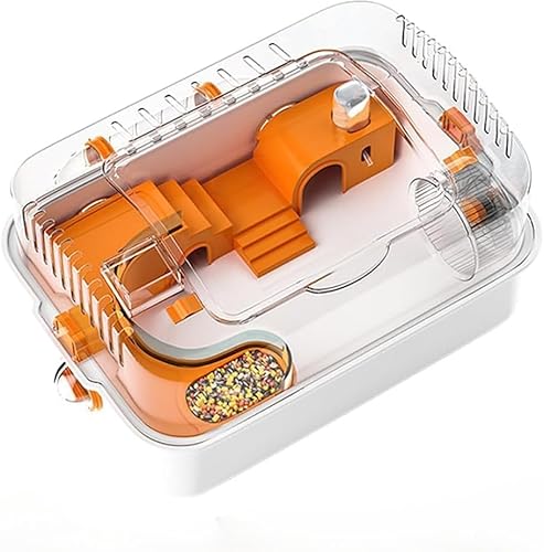 Nozuma ペット用品 小動物用ケージ 透明プラスチック製 ハムスター/モルモット/ハリネズミ/デグー用 組立式 DIY 可能 持ち運びやすい お掃除しやすい パイプ + 給水ボトル + トンネル + 12cm 回し車付き 大型 長さ 48CM幅 35C