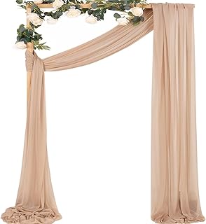 MLMC Wedding Arch Draping Fabric 2 Panels of 20Ft Nude Chiffon-Like Drapery for Ceremony Wedding Ceiling Decorations