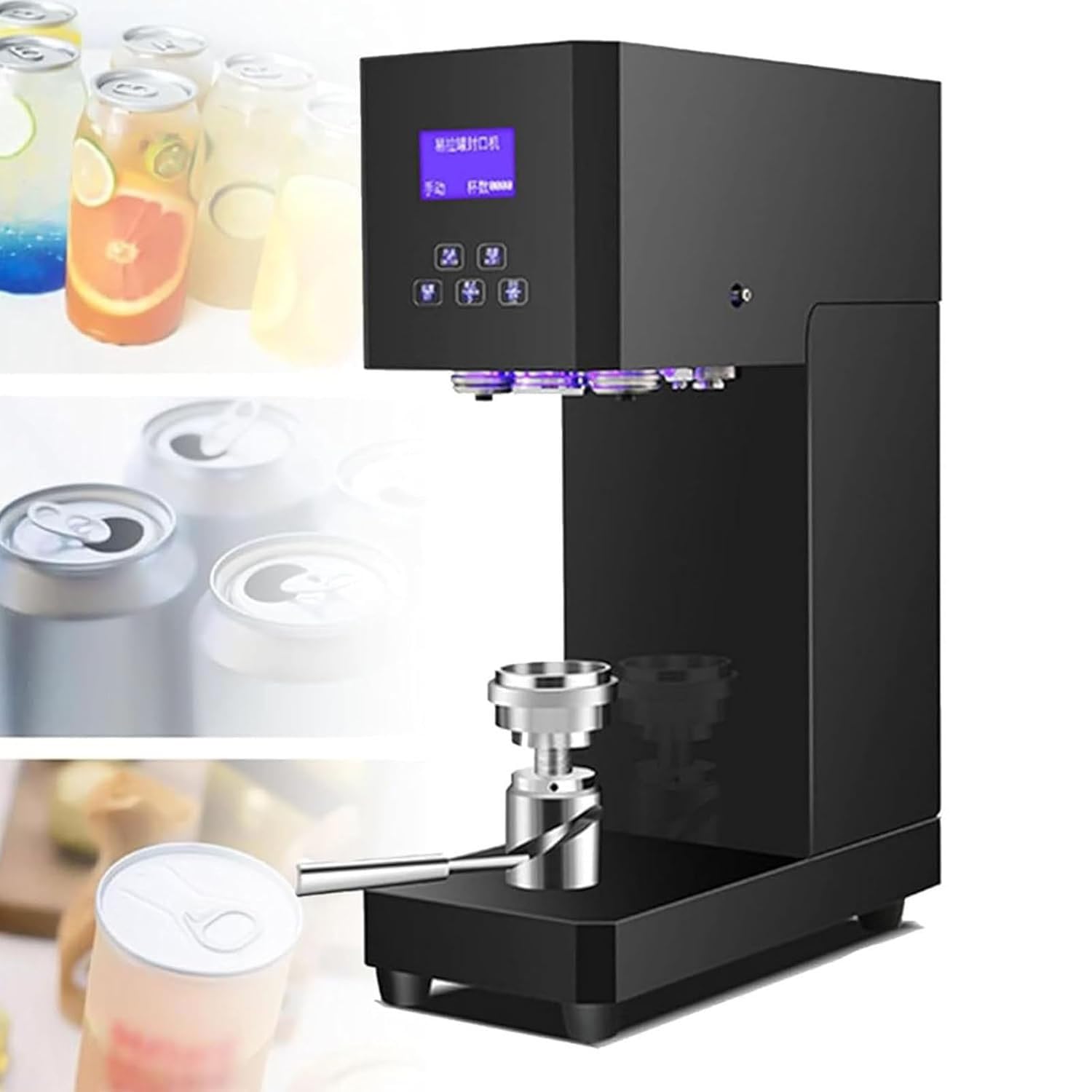 AYCDL Commercial Benchtop Can Seamer, Electric Can Cup Sealer with Smart Counter Semi-Automatic Tin Can Glass Bottle Sealing Machine,A